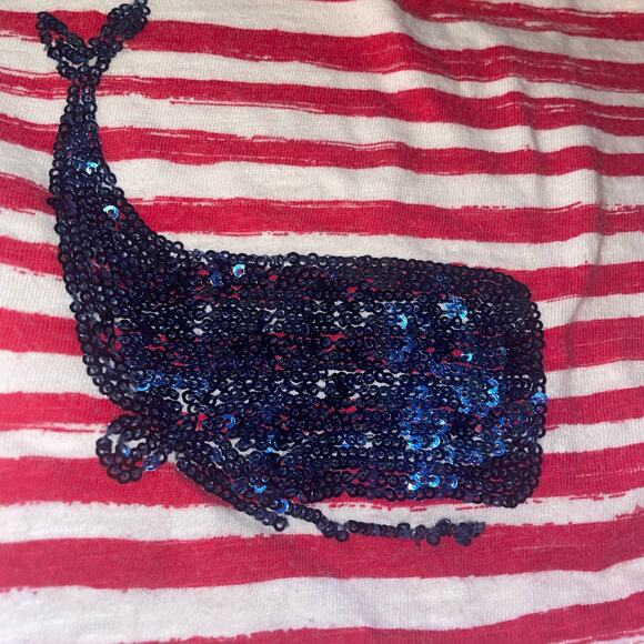 Talbots Nautical Striped Shirt Long Sleeve Red and White Whale 100% Cotton M - Picture 2 of 7